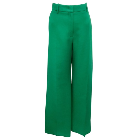 VALENTINO GREEN 2022 CLASSIC WOOL AND SILK TROUSERS - Picture 1 of 6